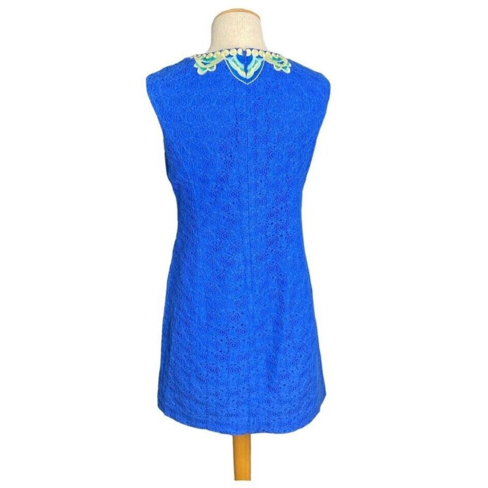 Lilly Pulitzer Valentina Shift Dress Sleeveless Lace Embroidered  Blue Sz 8